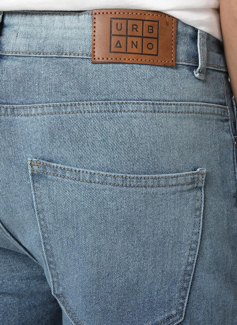 Urbano Fashion  Urbano Fashion Men's Blue Straight Fit Heavy Washed Faded Denim Jeans Stretchable for Men | Best Price UAE